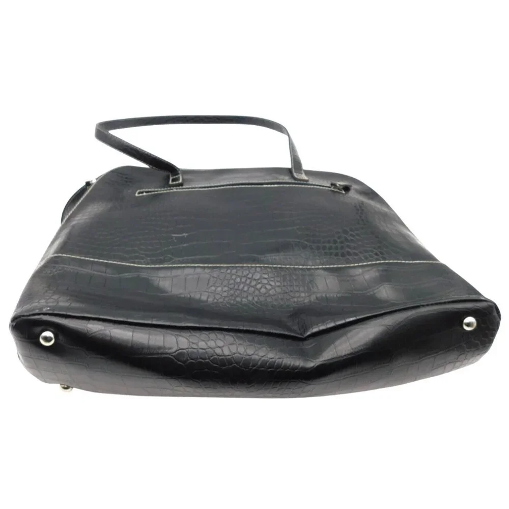 Faux Crocodile Black Tote Bag Satchel Laptop Tablet
